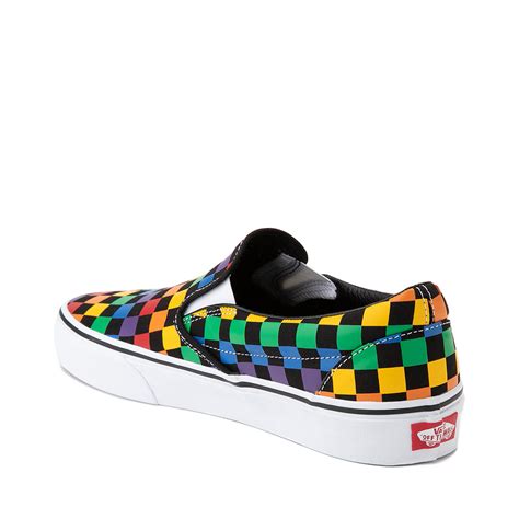 Vans Slip-On Rainbow Checkerboard Skate Shoe - Black / Multicolor | Journeys