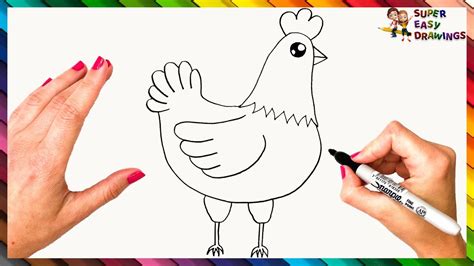 How To Draw A Hen Step By Step Chicken Drawing Easy