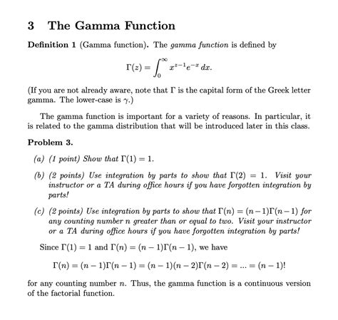 Solved 3 The Gamma Function Definition 1 (Gamma function). | Chegg.com