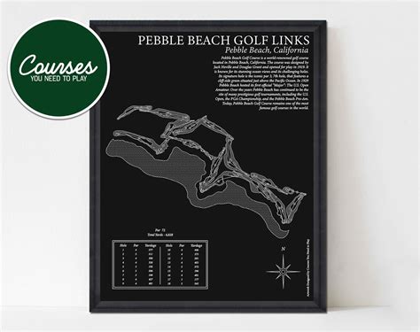 Pebble Beach Golf Course Print Pebble Beach Map Golf Course - Etsy