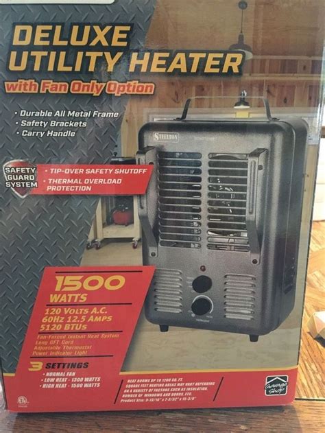 STEELTON DELUXE UTILITY HEATER WT FAN ONLY OPTION 1500WATTS HG LW HEATS BIG ROOM #STEELTON ...