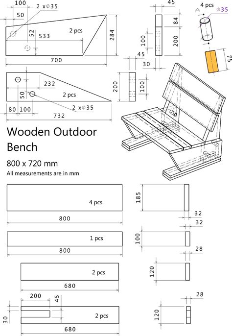 Outdoor wooden bench free plan. Design updated for stability, durability and ergonomics ...