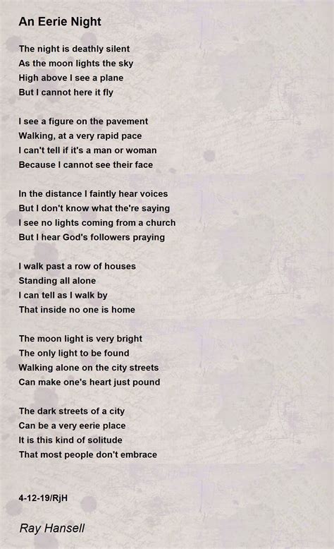 An Eerie Night - An Eerie Night Poem by Ray Hansell