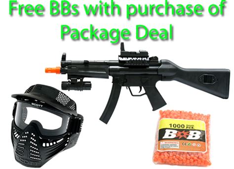 Spring MP5A2 Submachine Gun FPS-270 Airsoft Gun Package Deal (Mask and BBs) - High Speed BBs