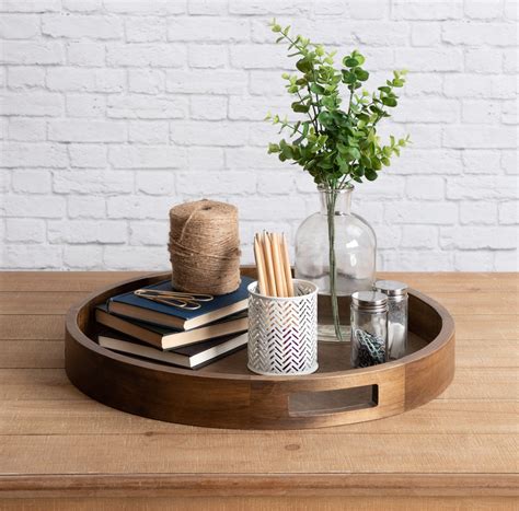 Hutton Round Wood Tray | Coffee table decor tray, Coffee table ...