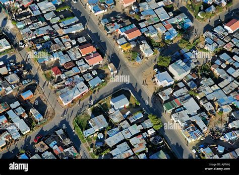 Aerial view of an informal settlement on the Cape Flats western cape ...