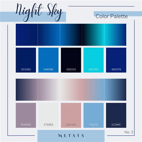 Night Sky Color Palette | No. 3 | Sky color, Color palette, Color pallets