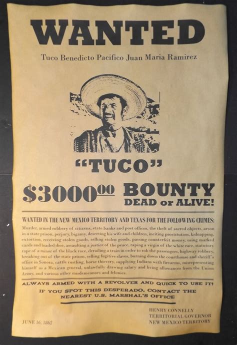 BIG 11 X 17 Tuco Ramirez Wanted Poster the Good the Bad and - Etsy