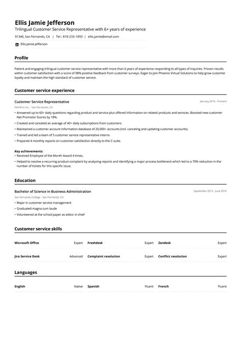 Customer Service Representative Resume [+Examples] - Jofibo