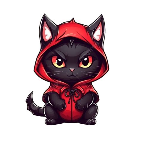 Cute Cat In Devil Costume Cartoon Hand Draw For Halloween Day ...