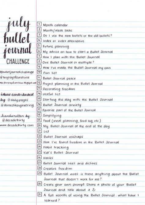 Bullet Journal Challenge | decade thirty