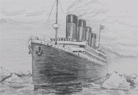 Titanic Drawing Step by Step | Titanic Ship Sketch For Beginners ...