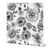 Black and White Floral MIx Wallpaper | Spoonflower