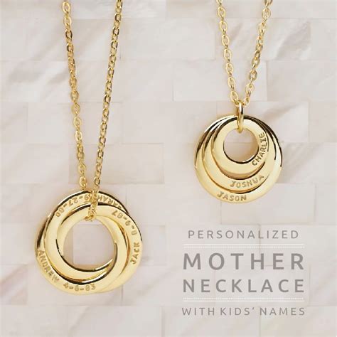 Mother s necklace with kids names 3 rings – Artofit