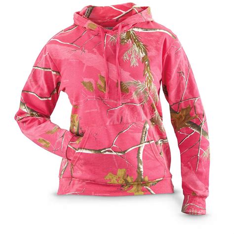 Women's Camo Hoodie, Realtree Fuchsia - 661021, Sweatshirts & Hoodies ...