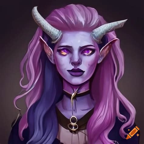 Illustration of a blonde warlock tiefling on Craiyon