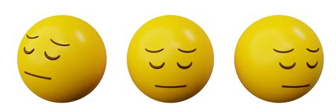 3d emoticon disappointed face cartoon emoji or yellow ball 28535861 PNG