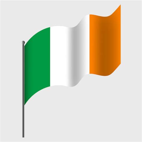 Premium Vector | Waved ireland flag irish flag on flagpole vector emblem of ireland