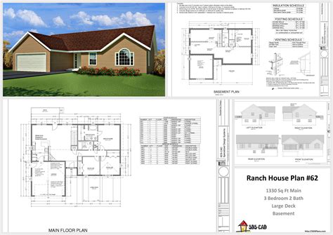 Plan #62 1330 Sq Ft Custom Home Design AutoCAD DWG and PDF | Architectural house plans, House ...