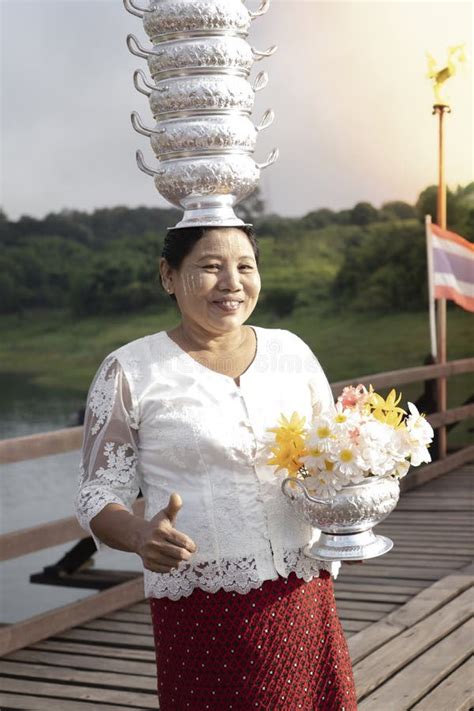 Thai People are Offering Food To Buddhist Monks, Sangklaburi Karnchanaburi District Thailand ...