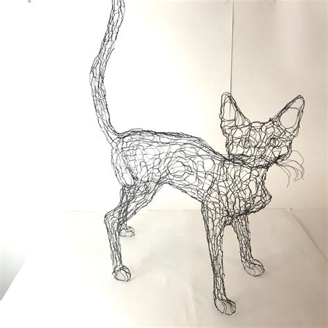 Standing Cat 3D Wire Sculpture by Artist Elizabeth Berrien - Etsy