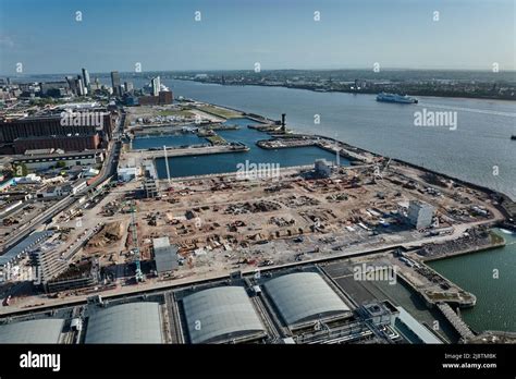 A general aerial view of Bramley-Moore Dock during the construction of ...