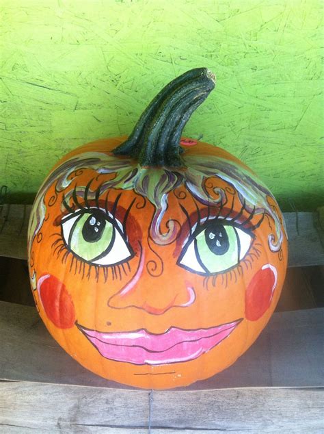 The pretty girl pumpkin | Painted pumpkins, Hand painted pumpkin ...