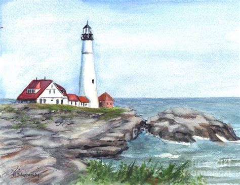 Portland Head Lighthouse Maine Usa Painting by Carol Wisniewski