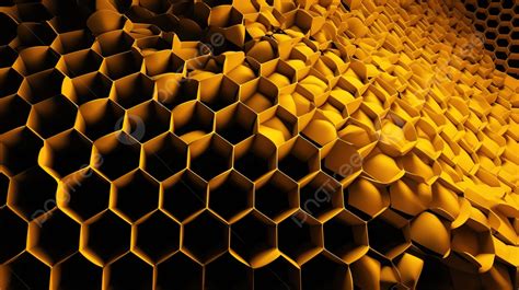 Top View 3d Render Of Honeycomb Shaped Yellow Abstract Background, Hive, Honey Pattern, Beehive ...