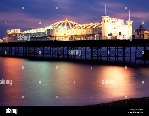 The Palace pier at night in Brighton East Sussex Stock Photo - Alamy