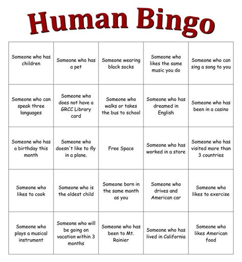 Human Bingo Sheet Bingo Card Template, Blank Bingo Cards, Card Templates, Human Resources ...