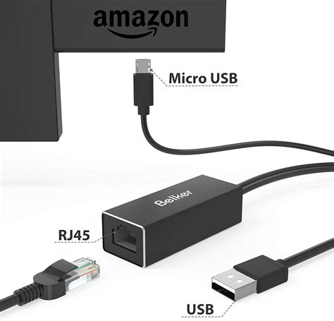 Amazon.com : Fire TV Ethernet Adapter, Belker Fire Stick Ethernet Adapter/Micro USB to Rj45 ...