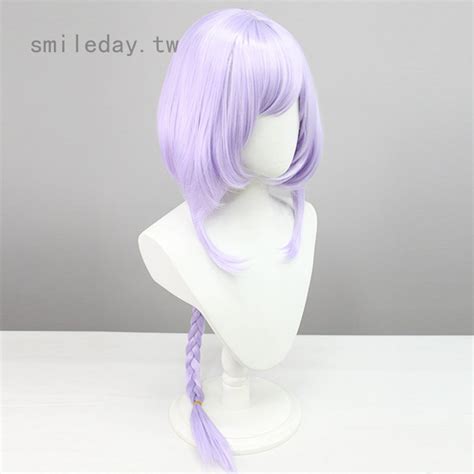 Yuanshen Qiqi Wig Taro Color High Temperature Silk Pear Flower Head Small Twist Braid Anime Long ...
