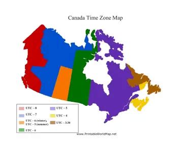 Canada Time Zone map