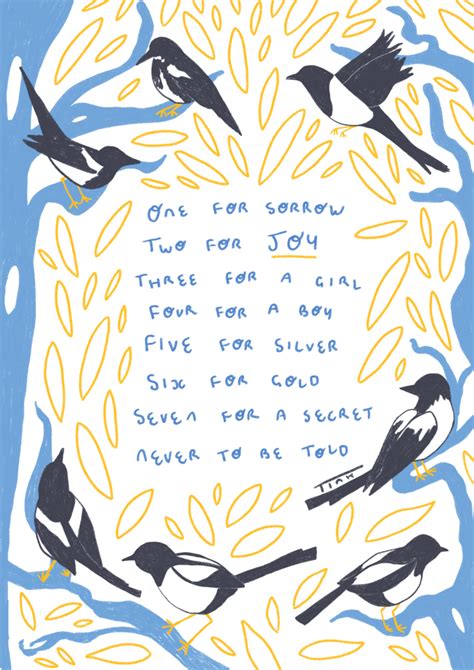 Magpie poem illustration. I've always loved this nursery rhyme! One for sorrow, two for joy ...