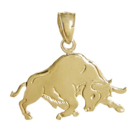 New 14k Yellow Gold Bull Pendant | eBay