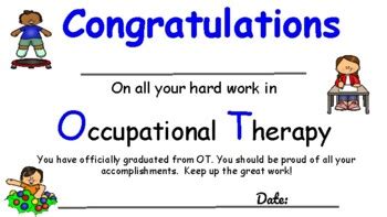 Occupational Therapy certificate for graduation by My OT Faves | TPT