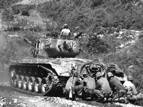 M26 Pershing during the Korean War, note that one of the soldier who ...