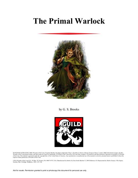 The Primal Warlock - Dungeon Masters Guild | Dungeon Masters Guild