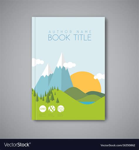 Book cover design template with flat landscape Vector Image