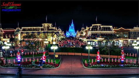 Christmastime on Main Street USA at Night in the Magic Kingdom - AllEars.Net