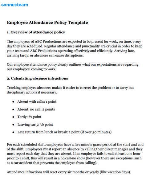 Employee Attendance Policy Template - Free PDF Download