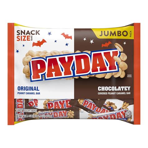 PAYDAY, Original & Chocolatey Peanut Caramel Snack Size Bars, Halloween ...