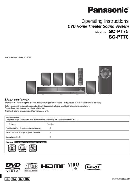 Operating Instructions: SC-PT75 SC-PT70 | PDF | Loudspeaker | Set Top Box