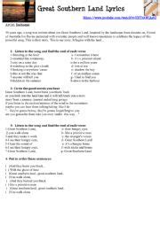 Great Southern Land - song - ESL worksheet by lilou12