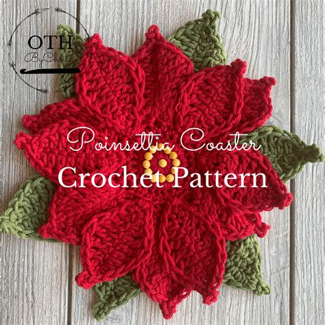 Christmas Poinsettia Coaster Crochet Pattern - OTH ByChrissy