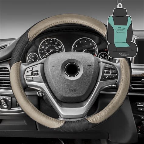 FH Group Genuine Perforated Leather Steering Wheel Cover with Bonus Air ...