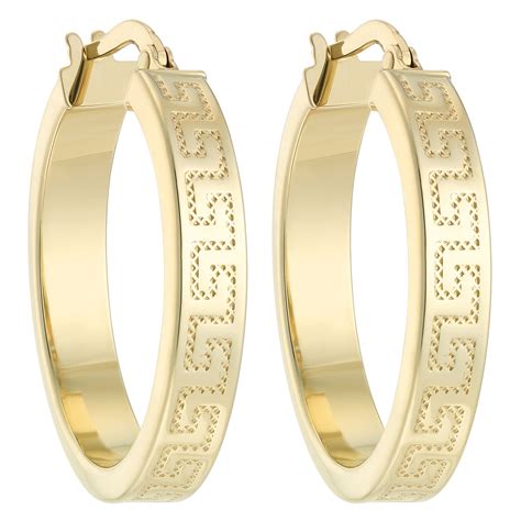 9ct Gold Engraved Hoop Earrings - Ernest Jones