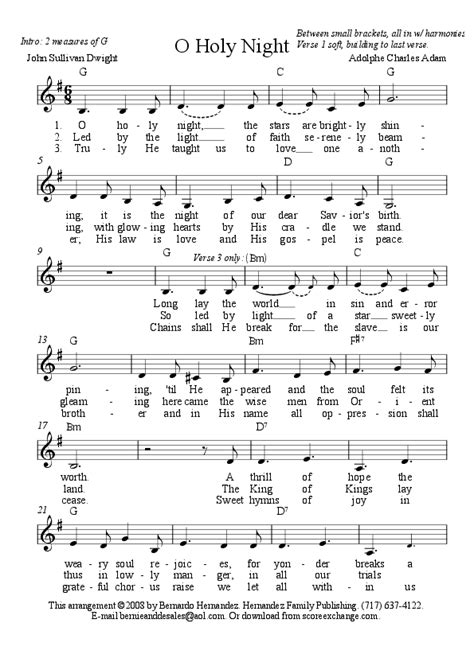 O Holy Night Chord Chart