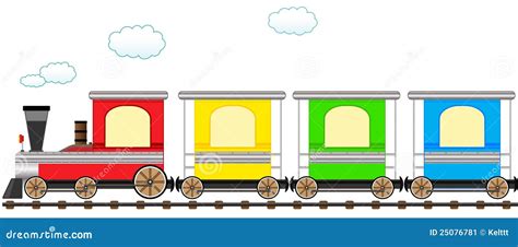 Cartoon Cute Colorful Train In Railroad Stock Image - Image: 25076781